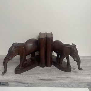 Elephant Bookends Jacaranda Wood 12" Wide 6" Tall‎ from Kenya
